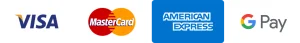 Visa, Mastercard, American Express et Google Pay acceptés
